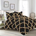 thumbnail image 1 of 1 Piece Luxury Two Tone Diamond Ruffle Pattern Comforter Super Soft All Season 800 Thread Count, 100% Egyptian Cotton, Oversized Super King Size Taupe/Black Solid Color, 1 of 4
