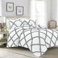 thumbnail image 1 of 1 Piece Luxury Two Tone Diamond Ruffle Pattern Comforter Super Soft, All Season 800 Thread Count 100% Egyptian Cotton Oversized Super King Size Silver/White Solid Color, 1 of 4