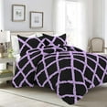 thumbnail image 1 of 1 Piece Luxury Two Tone Diamond Ruffle Pattern Comforter Super Soft All Season 800 Thread Count, 100% Egyptian Cotton, Twin/Twin XL Size Lilac/Black Solid Color, 1 of 4