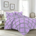 thumbnail image 1 of 1 Piece Luxury Two Tone Diamond Ruffle Pattern Comforter Super Soft, All Season 800 Thread Count, 100% Egyptian Cotton, Twin/Twin XL Size Lilac-Silver Color, 1 of 4