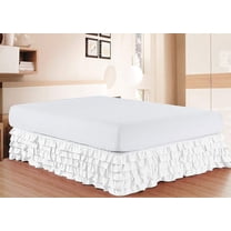 D.N.G. BEDDINGS 1 Piece Multi Ruffle Bed Skirt, 15 Inch Deep Pocket, 800 Thread Cotton 100% Egyptian Cotton, Twin XL Size (39" x 80") Inch, Solid White