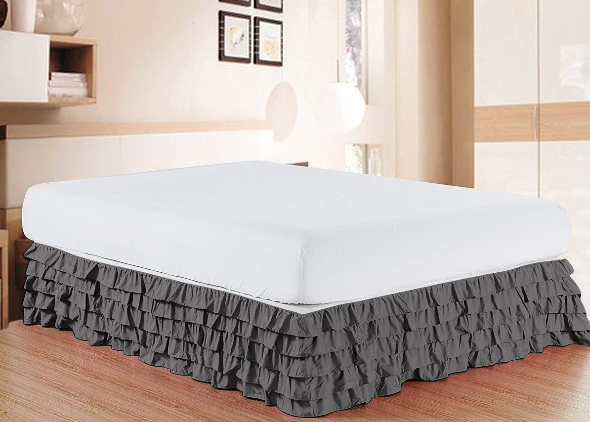 D.N.G. BEDDINGS 1 Piece Multi Ruffle Bed Skirt, 18 Inch Deep Pocket ...