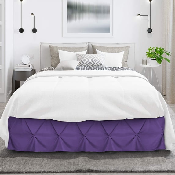 D.N.G. BEDDINGS 1 Piece Pinch Pleated Bed Skirt, 10 Inch Deep Pocket, 800 Thread Cotton 100% Egyptian Cotton, Twin Size (39" x 75") Inch, Solid Purple