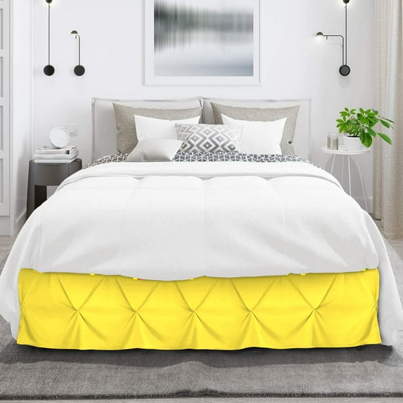 D.N.G. BEDDINGS 1 Piece Pinch Pleated Bed Skirt, 15 Inch Deep Pocket, 800 Thread Cotton 100% Egyptian Cotton, Twin Size (39" x 75") Inch, Solid Yellow