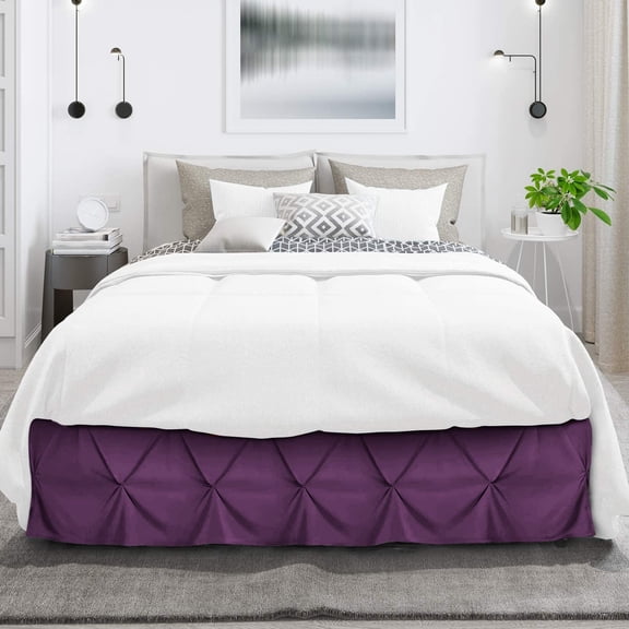 D.N.G. BEDDINGS 1 Piece Pinch Pleated Bed Skirt, 15 Inch Deep Pocket, 800 Thread Cotton 100% Egyptian Cotton, Twin XL Size (39" x 80") Inch, Solid Plum