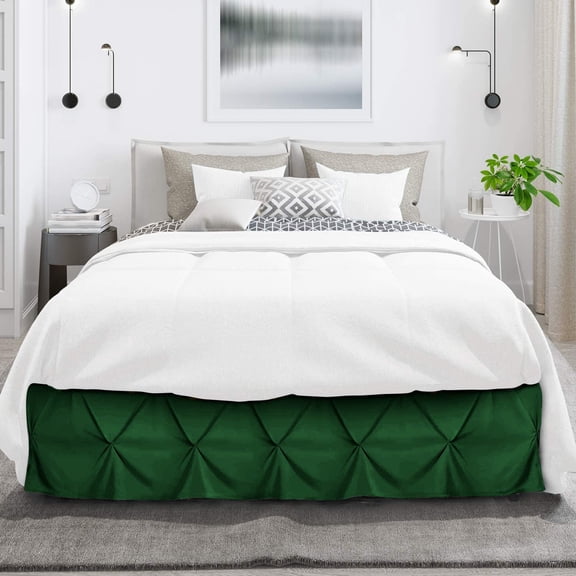 D.N.G. BEDDINGS 1 Piece Pinch Pleated Bed Skirt, 6 Inch Deep Pocket, 800 Thread Cotton 100% Egyptian Cotton, Twin XL Size (39" x 80") Inch, Solid Green