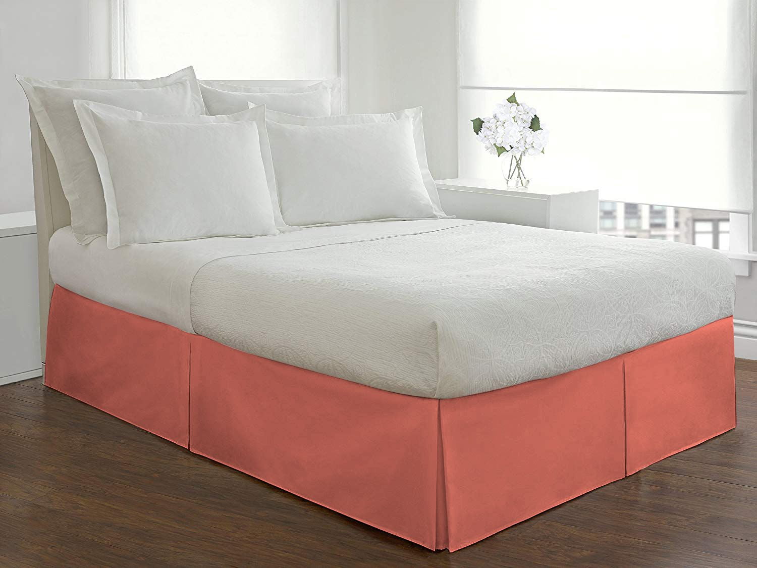 D.N.G. BEDDINGS 1 Piece Split Corner Tailored Bed Skirt, 10 Inch Deep Pocket, 800 Thread Cotton 100% Egyptian Cotton, Twin XL Size (39" x 80") Inch, Solid Brick Red