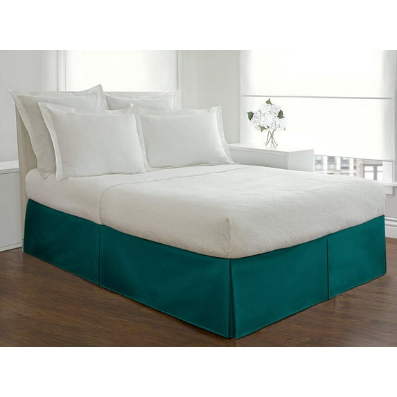 D.N.G. BEDDINGS 1 Piece Split Corner Tailored Bed Skirt, 15 Inch Deep Pocket, 800 Thread Cotton 100% Egyptian Cotton, King Size (76" x 80") Inch, Solid Teal