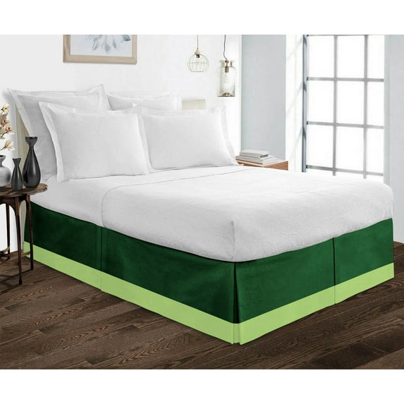D.N.G. BEDDINGS 1 Piece Split Corner Two Tone Tailored Bed Skirt, California King Size 10 Inch Deep Pocket, 800 Thread Count, 100% Egyptian Cotton, Solid Green/Sage Color.