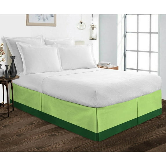 D.N.G. BEDDINGS 1 Piece Split Corner Two Tone Tailored Bed Skirt, California King Size 24 Inch Deep Pocket, 800 Thread Count, 100% Egyptian Cotton, Solid Sage/Green Color.