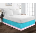 thumbnail image 1 of D.N.G. BEDDINGS 1 Piece Split Corner Two Tone Tailored Bed Skirt, California King Size 24 Inch Deep Pocket, 800 Thread Count, 100% Egyptian Cotton, Solid Turquoise Blue/Light Pink Color., 1 of 3