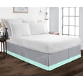 thumbnail image 1 of D.N.G. BEDDINGS 1 Piece Split Corner Two Tone Tailored Bed Skirt, California King Size 26 Inch Deep Pocket, 800 Thread Count, 100% Egyptian Cotton, Solid Silver/Aqua Blue Color., 1 of 3
