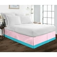 thumbnail image 1 of D.N.G. BEDDINGS 1 Piece Split Corner Two Tone Tailored Bed Skirt, Full Size 10 Inch Deep Pocket, 800 Thread Count, 100% Egyptian Cotton, Solid Light Pink/Turquoise Blue Color., 1 of 3