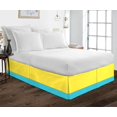 thumbnail image 1 of D.N.G. BEDDINGS 1 Piece Split Corner Two Tone Tailored Bed Skirt, Twin XL Size 26 Inch Deep Pocket, 800 Thread Count, 100% Egyptian Cotton, Solid Yellow/Turquoise Blue Color., 1 of 3