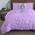 thumbnail image 1 of D.N.G. BEDDINGS 100% Egyptian Cotton 1 Piece Circle Ruffle Comforter with 1 Freebie Ruffle Pillow | 550 GSM Filled Microfiber - Full/Queen Size, Lilac Color - 800 Thread Count, 1 of 5