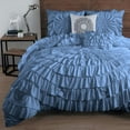thumbnail image 1 of D.N.G. BEDDINGS 100% Egyptian Cotton 1 Piece Circle Ruffle Comforter with 1 Freebie Ruffle Pillow | 550 GSM Filled Microfiber - Full/Queen Size, Medium Blue Color - 800 Thread Count, 1 of 5