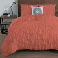 thumbnail image 1 of D.N.G. BEDDINGS 100% Egyptian Cotton 1 Piece Circle Ruffle Comforter with 1 Freebie Ruffle Pillow | 550 GSM Filled Microfiber - Super King Size, Brick Red Color - 800 Thread Count, 1 of 5