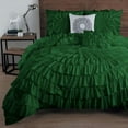 thumbnail image 1 of D.N.G. BEDDINGS 100% Egyptian Cotton 3 Piece Circle Ruffle Comforter Set with 1 Freebie Ruffle Pillow | 550 GSM Filled Microfiber - Oversized Super King Size, Green Color - 800 Thread Count, 1 of 5