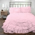 thumbnail image 1 of D.N.G. BEDDINGS 3 Piece 100% Egyptian Cotton Circle Ruffle Comforter Set, 550 GSM Filled Microfiber - King/Cal-King Size, Light Pink Color - 800 Thread Count, 1 of 5