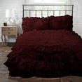 thumbnail image 1 of D.N.G. BEDDINGS 3 Piece 100% Egyptian Cotton Circle Ruffle Comforter Set, 550 GSM Filled Microfiber - Oversized Super King Size, Wine Color - 800 Thread Count, 1 of 5