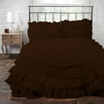 thumbnail image 1 of D.N.G. BEDDINGS 3 Piece 100% Egyptian Cotton Circle Ruffle Comforter Set, 550 GSM Filled Microfiber - Twin/TwinXL Size, Chocolate Color - 800 Thread Count, 1 of 5