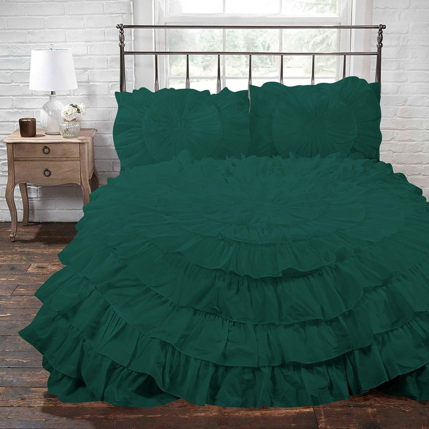 D.N.G. BEDDINGS 3 Piece 100% Egyptian Cotton Circle Ruffle Comforter ...