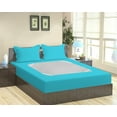 thumbnail image 1 of D.N.G. BEDDINGS 3 Piece Box Spring Cover - 100% Egyptian Cotton, 800 TC, Wrap Around 4 Sides Bed Skirt for Hotel & Home, Fits Box Springs up to 6 Inch - Cal King, Stripe Turquoise Blue Color, 1 of 9