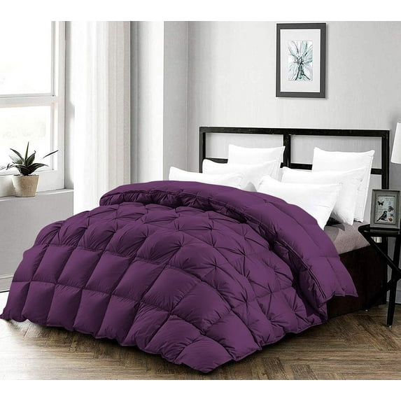 D.N.G. BEDDINGS 3 Piece Half Piece Pinch Pleated luxury Comforter Set Premium 800 Thread Count 100% Egyptian Cotton Super Soft (Twin/Twin XL Size Plum Color)