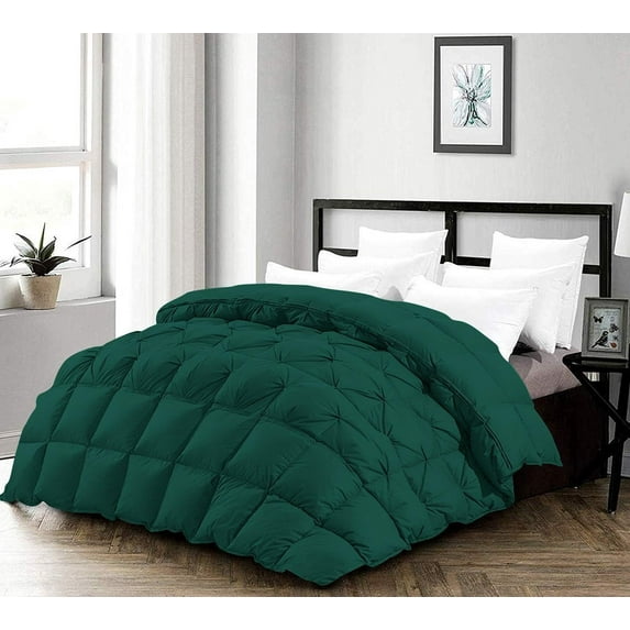 D.N.G. BEDDINGS 3 Piece Half Piece Pinch Pleated luxury Comforter Set Premium 800 Thread Count 100% Egyptian Cotton Super Soft (Twin/Twin XL Size Teal Green Color)