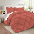 thumbnail image 1 of D.N.G. BEDDINGS 3 Piece Luxurious Diamond Ruffle Comforter Set Super Soft, All Season Pintuck 800 Thread Count, 100% Egyptian Cotton, King/California King Size Brick Red Color, 1 of 9