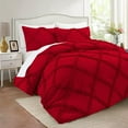 thumbnail image 1 of D.N.G. BEDDINGS 3 Piece Luxurious Diamond Ruffle Comforter Set Super Soft, All Season Pintuck 800 Thread Count, 100% Egyptian Cotton, King/California King Size Red Color, 1 of 9