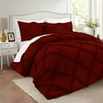 thumbnail image 1 of D.N.G. BEDDINGS 3 Piece Luxurious Diamond Ruffle Comforter Set Super Soft, All Season Pintuck 800 Thread Count, 100% Egyptian Cotton, Oversized Super King Size Burgundy Color, 1 of 9