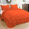 thumbnail image 1 of D.N.G. BEDDINGS 3 Piece Luxury 5 Inch Two Layer Ruffle Comforter Set Premium Super Soft, 800 TC, 100% Egyptian Cotton, Super Soft, Super King Size Orange Color, 1 of 7