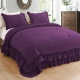 thumbnail image 1 of D.N.G. BEDDINGS 3 Piece Luxury 5 Inch Two Layer Ruffle Comforter Set Premium Super Soft, 800 TC, 100% Egyptian Cotton, Super Soft, Super King Size Plum Color, 1 of 7