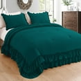 thumbnail image 1 of D.N.G. BEDDINGS 3 Piece Luxury 5 Inch Two Layer Ruffle Comforter Set Premium Super Soft, 800 TC, 100% Egyptian Cotton, Super Soft, Twin/Twin XL Size Teal Color, 1 of 7