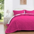 thumbnail image 1 of D.N.G. BEDDINGS 3 Piece Luxury Diamond Pattern Comforter Set, Premium Super Soft, 800 Thread Count, 100% Egyptian Cotton, Full/Queen Size, Solid Hot Pink Color, 1 of 8
