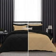 thumbnail image 1 of D.N.G. BEDDINGS 3 Piece Luxury Reversible Diamond Pattern Comforter Set Premium Super Soft, All Season 800 TC, 100% Egyptian Cotton Full/Queen Size Taupe/Black Solid Color, 1 of 7