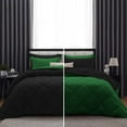 thumbnail image 1 of D.N.G. BEDDINGS 3 Piece Luxury Reversible Diamond Pattern Comforter Set Premium Super Soft, All Season 800 TC, 100% Egyptian Cotton Oversized Super King Size Green/Black Solid Color, 1 of 7