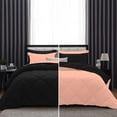thumbnail image 1 of D.N.G. BEDDINGS 3 Piece Luxury Reversible Diamond Pattern Comforter Set Premium Super Soft, All Season 800 TC, 100% Egyptian Cotton Super King Size Peach/Black Solid Color, 1 of 7