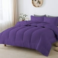 thumbnail image 1 of D.N.G. BEDDINGS 3 Piece Luxury Straight Line Pattern Comforter Set, Premium Super Soft, 800 Thread Count, 100% Egyptian Cotton, Full/Queen Size Purple Solid Color, 1 of 6