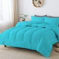 thumbnail image 1 of D.N.G. BEDDINGS 3 Piece Luxury Straight Line Pattern Comforter Set, Premium Super Soft, 800 Thread Count, 100% Egyptian Cotton, Full/Queen Size Turquoise Blue Solid Color, 1 of 6