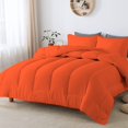 thumbnail image 1 of D.N.G. BEDDINGS 3 Piece Luxury Straight Line Pattern Comforter Set, Premium Super Soft, 800 Thread Count, 100% Egyptian Cotton, Oversized Super King Size Orange Solid Color, 1 of 6