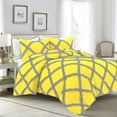 thumbnail image 1 of D.N.G. BEDDINGS 3 Piece Luxury Two Tone Diamond Ruffle Pattern Comforter Set Premium Super Soft, All Season 800 Thread Count, 100% Egyptian Cotton, Full/Queen Size Yellow-Silver Color, 1 of 4