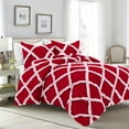 thumbnail image 1 of D.N.G. BEDDINGS 3 Piece Luxury Two Tone Diamond Ruffle Pattern Comforter Set Premium Super Soft, All Season 800 Thread Count, 100% Egyptian Cotton, King/California King Size Light Pink/Red Solid Color, 1 of 4