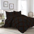 thumbnail image 1 of D.N.G. BEDDINGS 3 Piece Luxury Two Tone Diamond Ruffle Pattern Comforter Set Premium Super Soft All Season 800 Thread Count, 100% Egyptian Cotton, Oversized Super King Size Chocolate/Black Solid Color, 1 of 4