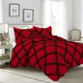 thumbnail image 1 of D.N.G. BEDDINGS 3 Piece Luxury Two Tone Diamond Ruffle Pattern Comforter Set Premium Super Soft, All Season 800 Thread Count, 100% Egyptian Cotton, Oversized Super King Size Chocolate/Red Solid Color, 1 of 4