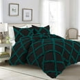 thumbnail image 1 of D.N.G. BEDDINGS 3 Piece Luxury Two Tone Diamond Ruffle Pattern Comforter Set Premium Super Soft All Season 800 Thread Count, 100% Egyptian Cotton, Oversized Super King Size Teal/Black Solid Color, 1 of 4