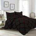 thumbnail image 1 of D.N.G. BEDDINGS 3 Piece Luxury Two Tone Diamond Ruffle Pattern Comforter Set Premium Super Soft All Season 800 Thread Count, 100% Egyptian Cotton, Twin/Twin XL Size Wine/Black Solid Color, 1 of 4