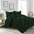 thumbnail image 1 of D.N.G. BEDDINGS 3 Piece Luxury Two Tone Diamond Ruffle Pattern Comforter Set Premium Super Soft All Season 800 Thread Count, 100% Egyptian Cotton, Twin/Twin XL Size Green/Black Solid Color, 1 of 4