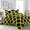 thumbnail image 1 of D.N.G. BEDDINGS 3 Piece Luxury Two Tone Diamond Ruffle Pattern Comforter Set Premium Super Soft All Season 800 Thread Count, 100% Egyptian Cotton, Twin/Twin XL Size Yellow/Black Solid Color, 1 of 4
